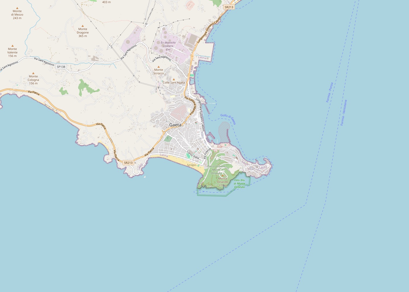 Mappa di Gaeta e provincia di Latina